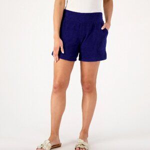 Belle Beach by Kim Gravel Poolside Terry Curved Hem Shorts , Navy more Sizes a60